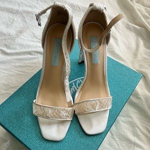 Betsey Johnson Ivory Lace Arti Sandal Heel Wedding Shoes